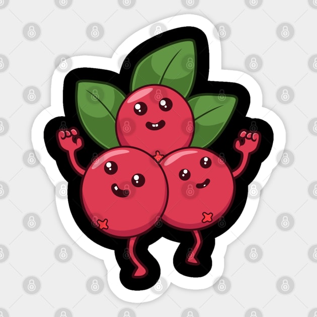 Kawaii Cartoon Cranberry Sticker by Modern Medieval Design